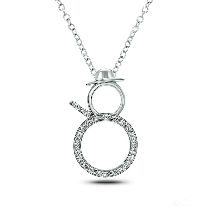 Natural Diamond Accent Snowman Pendant in Sterling Silver Goldia Necklaces