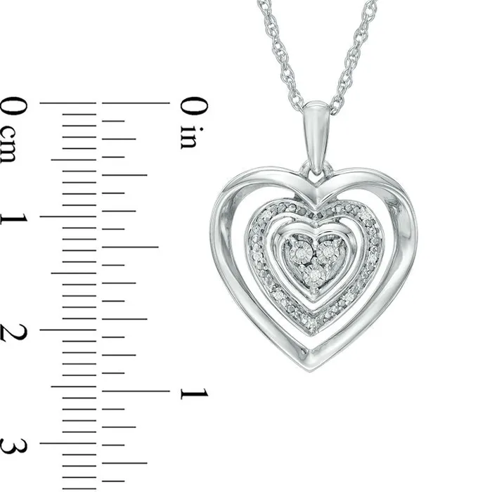 Natural Diamond Accent Triple Heart Frame Pendant in Sterling Silver Goldia Necklaces Natural Diamond Accent Triple Heart Frame Pendant in Sterling Silver Goldia Necklaces