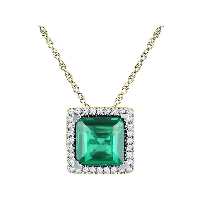 Necklaces 10k Yellow Gold Cushion Created Emerald Solitaire Pendant 134 Cttw gndatlanta Necklaces 10k Yellow Gold Cushion Created Emerald Solitaire Pendant 134 Cttw gndatlanta