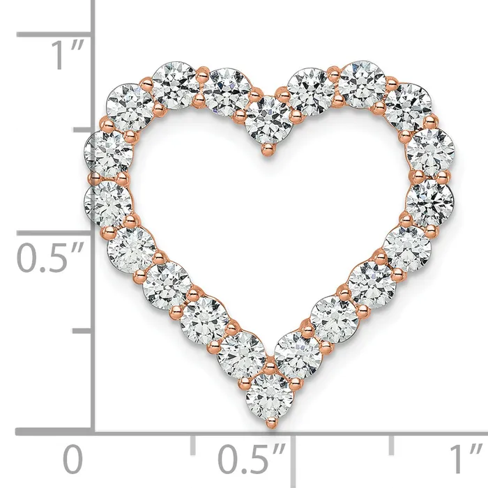 Necklaces 14k Rose Gold 3 Ct Lab Grown Diamond VSSI G Heart Chain Slide Pendant Goldia