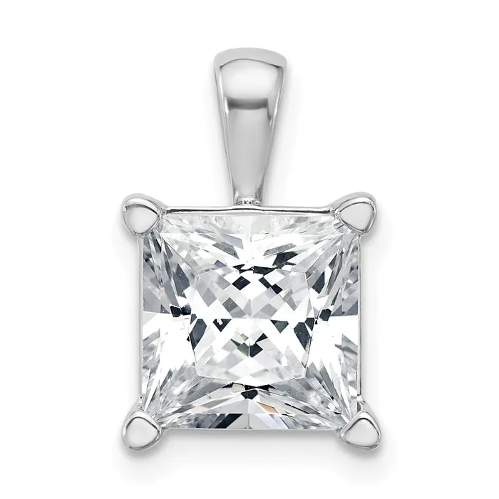 Necklaces 14k White Gold 5 Ct Lab Grown Diamond VSSI G Princess Four Prong Pendant Goldia Necklaces 14k White Gold 5 Ct Lab Grown Diamond VSSI G Princess Four Prong Pendant Goldia