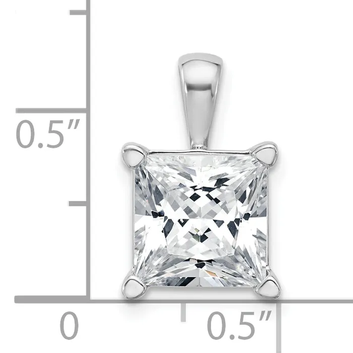 Necklaces 14k White Gold 5 Ct Lab Grown Diamond VSSI G Princess Four Prong Pendant Goldia