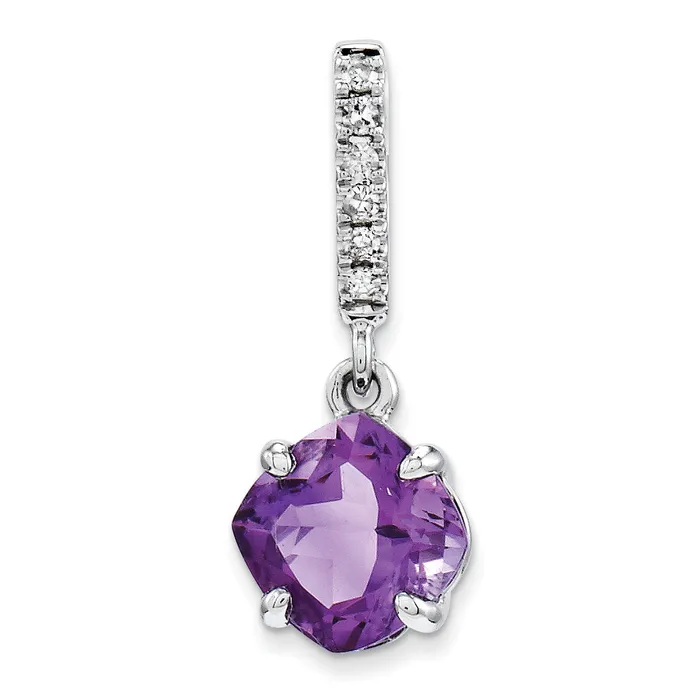 Necklaces 14k White Gold Diamond and Amethyst Pendant Goldiacom