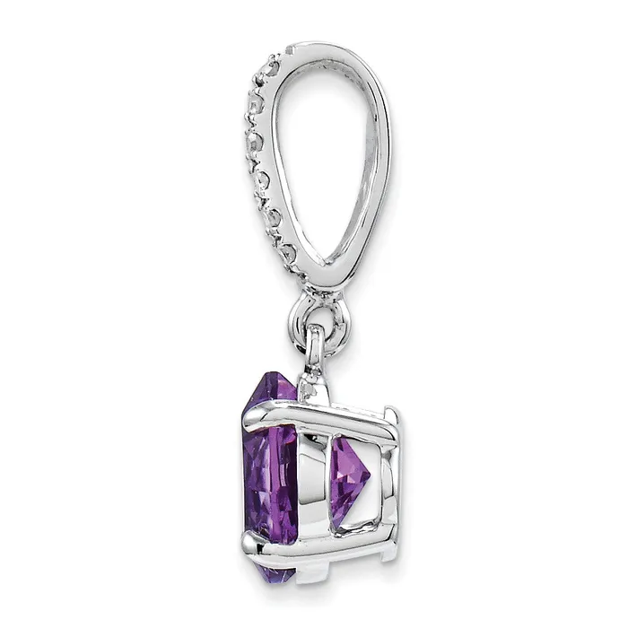 Necklaces 14k White Gold Diamond and Amethyst Pendant Goldiacom