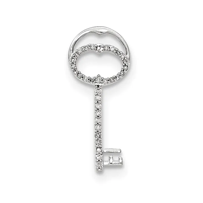 Necklaces 14k White Gold Real Diamond Key Chain Slide Goldia