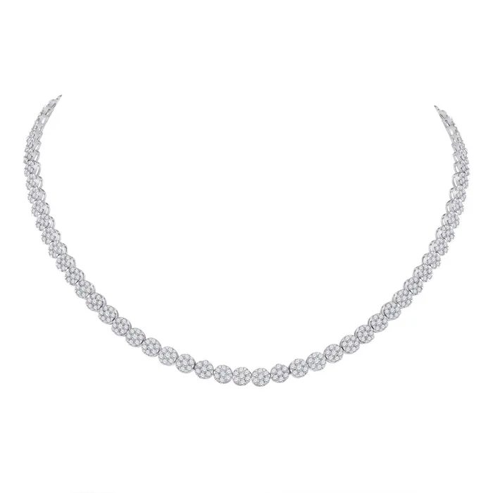 Necklaces 14k White Gold Round Diamond Cluster Necklace 1158 Cttw gndatlanta Necklaces 14k White Gold Round Diamond Cluster Necklace 1158 Cttw gndatlanta