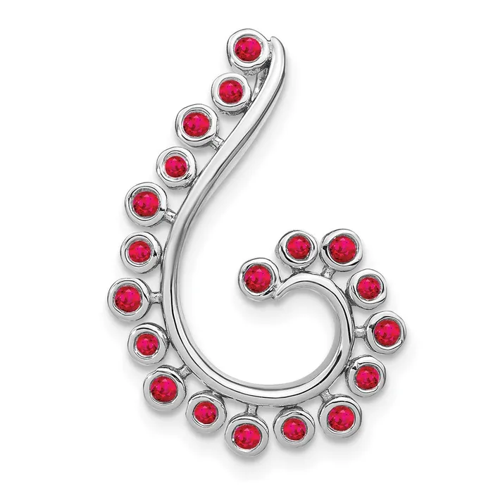 Necklaces 14k White Gold Ruby Swirl Chain Slide Goldia