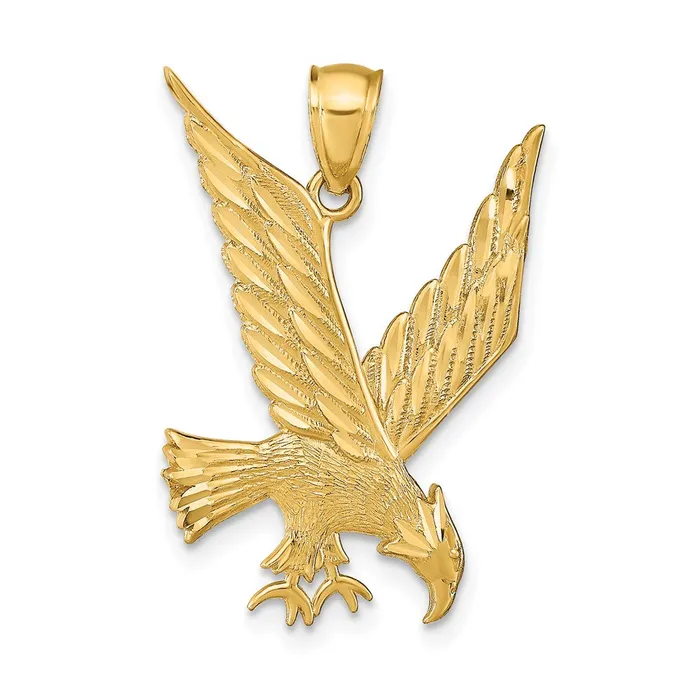 Necklaces 14k Yellow Gold DiamondCut Eagle Pendant Goldia