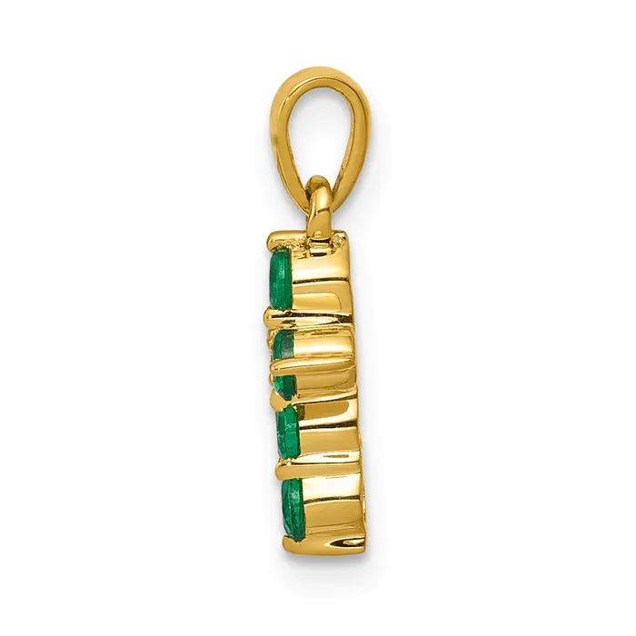Necklaces 14K Yellow Gold Emerald and Real Diamond Cross Pendant Goldia