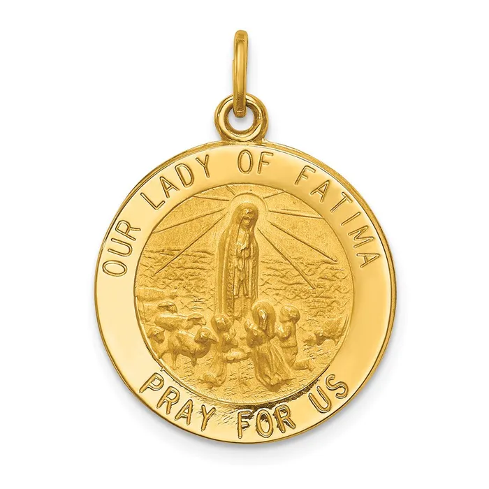 Necklaces 14k Yellow Gold Our Lady of Fatima Medal Pendant Goldia