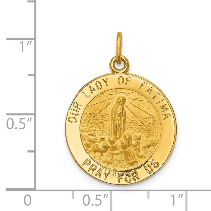 Necklaces 14k Yellow Gold Our Lady of Fatima Medal Pendant Goldia