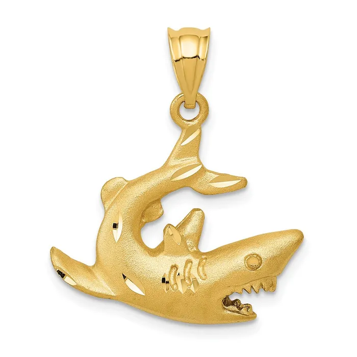 Necklaces 14k Yellow Gold Shark Pendant Goldia