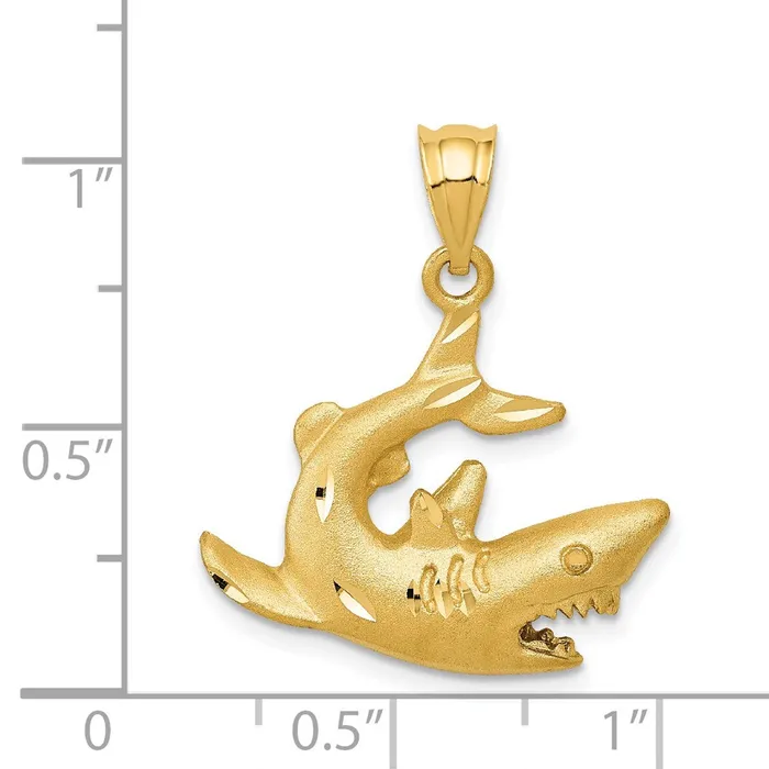 Necklaces 14k Yellow Gold Shark Pendant Goldia