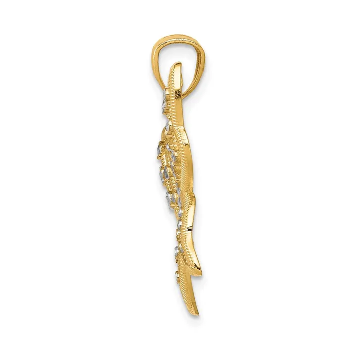 Necklaces 14k Yellow Rhodium Gold and Rhodium Diamondcut Butterfly Pendant Goldia