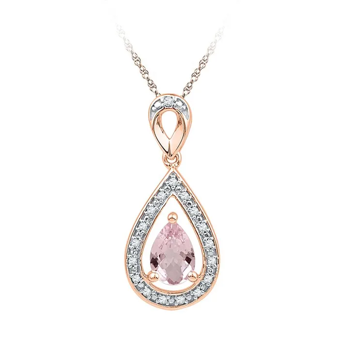Necklaces gndatlanta 10k Rose Gold Pear Morganite Diamond Solitaire Teardrop Pendant 58 Cttw Necklaces gndatlanta 10k Rose Gold Pear Morganite Diamond Solitaire Teardrop Pendant 58 Cttw
