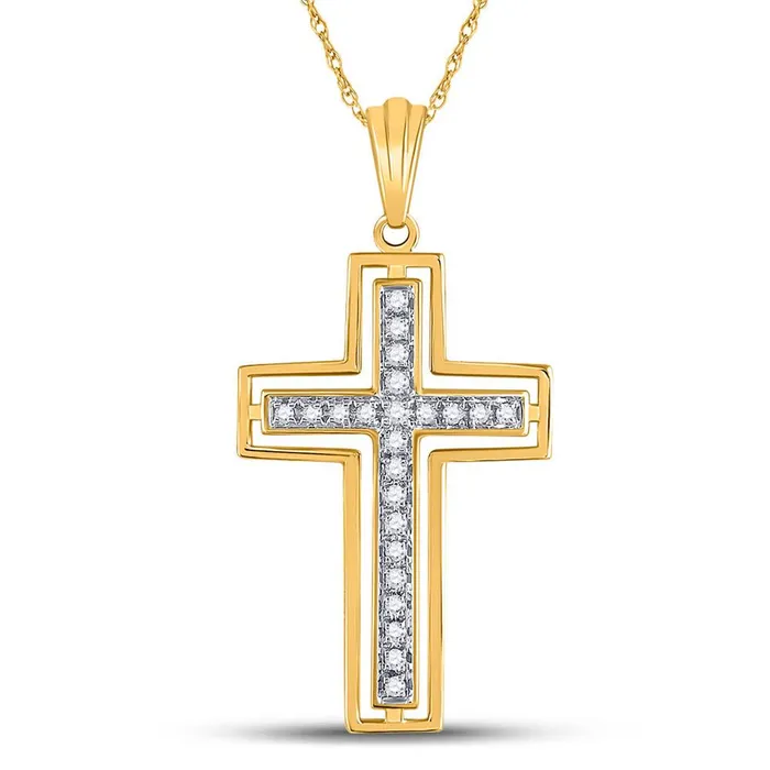 Necklaces gndatlanta 10k Yellow Gold Round Diamond Cross Pendant 14 Cttw Necklaces gndatlanta 10k Yellow Gold Round Diamond Cross Pendant 14 Cttw