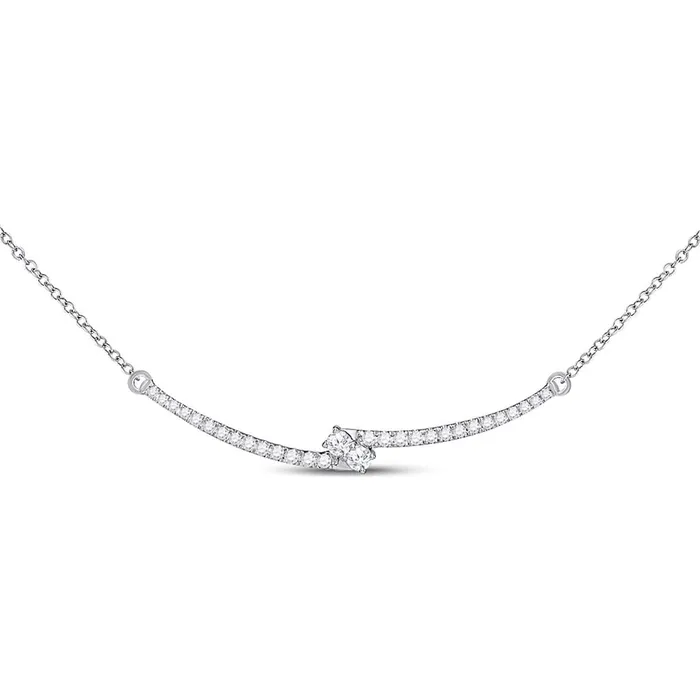 Necklaces gndatlanta 14k White Gold Round Diamond Curved Bar 2stone Necklace 12 Cttw Necklaces gndatlanta 14k White Gold Round Diamond Curved Bar 2stone Necklace 12 Cttw