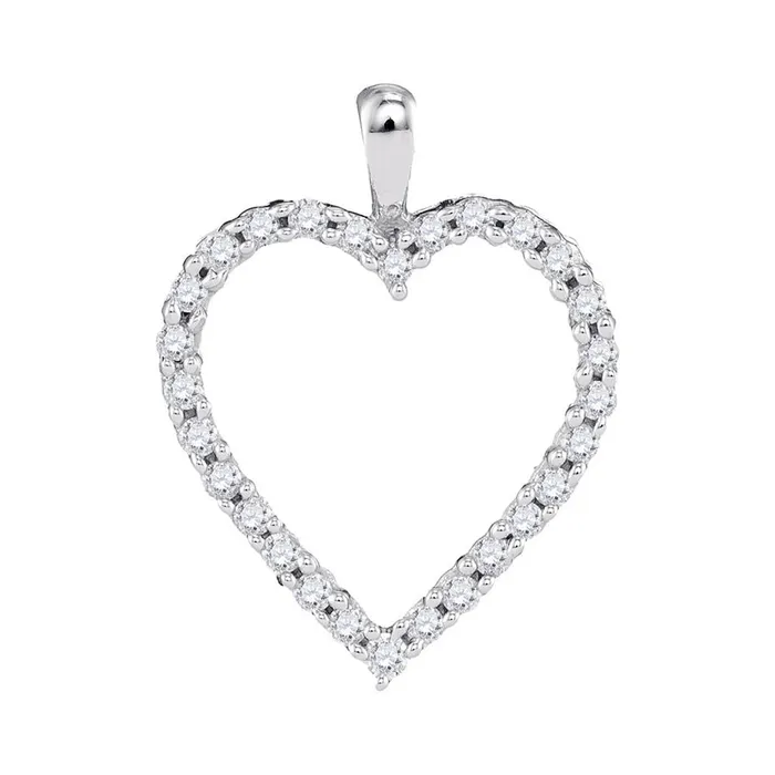 Necklaces gndatlanta 14k White Gold Round Diamond Heart Outline Pendant 14 Cttw Necklaces gndatlanta 14k White Gold Round Diamond Heart Outline Pendant 14 Cttw
