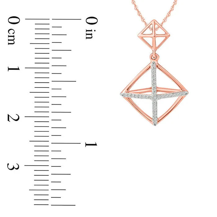 Necklaces Goldia 005 CT TW Natural Diamond Geometric Tilted Square Pendant in 10K Rose Gold Necklaces Goldia 005 CT TW Natural Diamond Geometric Tilted Square Pendant in 10K Rose Gold