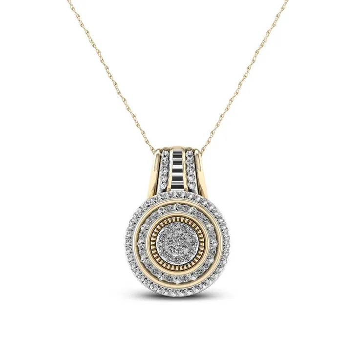 Necklaces Goldia 01 CT TW Composite Natural Diamond Frame Antique VintageStyle Pendant in 10K Yellow Gold Necklaces Goldia 01 CT TW Composite Natural Diamond Frame Antique VintageStyle Pendant in 10K Yellow Gold