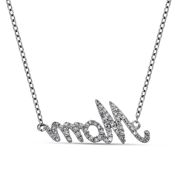 Necklaces Goldia 02 CT TW Natural Diamond Mom Necklace in 14K White Gold Necklaces Goldia 02 CT TW Natural Diamond Mom Necklace in 14K White Gold