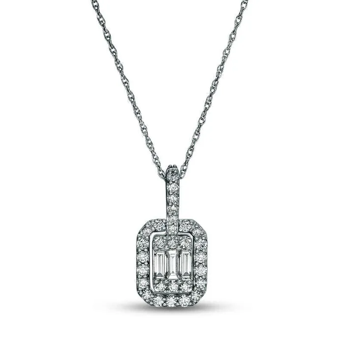 Necklaces Goldia 038 CT TW Composite Natural Diamond Octagonal Frame Pendant in 10K White Gold Necklaces Goldia 038 CT TW Composite Natural Diamond Octagonal Frame Pendant in 10K White Gold