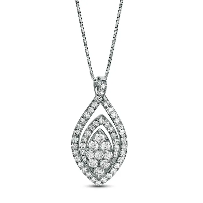 Necklaces Goldia 05 CT TW Composite Natural Diamond Double Marquise Outline Pendant in 10K White Gold Necklaces Goldia 05 CT TW Composite Natural Diamond Double Marquise Outline Pendant in 10K White Gold