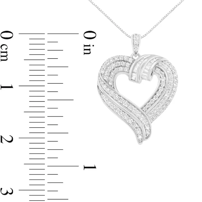 Necklaces Goldia 1 CT TW Natural Diamond Swirl Top Heart Pendant in Sterling Silver Necklaces Goldia 1 CT TW Natural Diamond Swirl Top Heart Pendant in Sterling Silver
