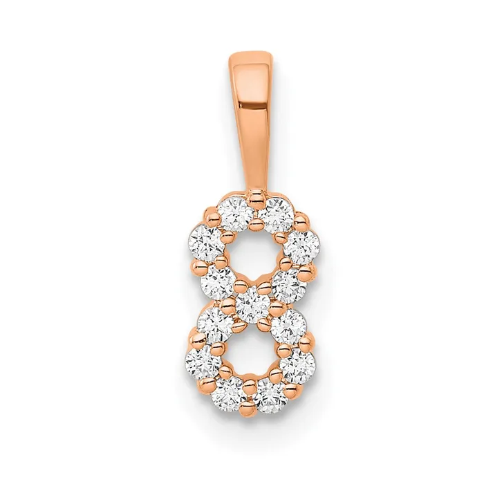 Necklaces Goldia 14k Rose Gold Real Diamond Number 8 Pendant
