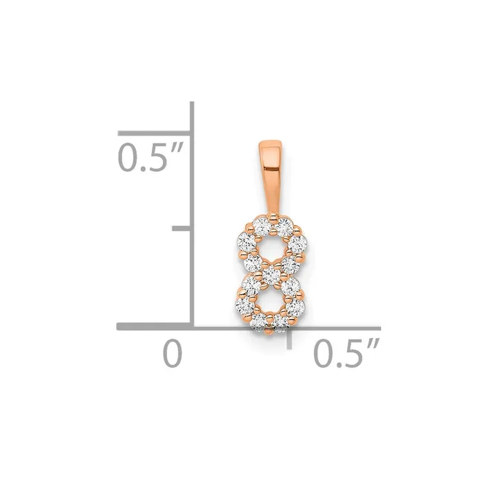 Necklaces Goldia 14k Rose Gold Real Diamond Number 8 Pendant