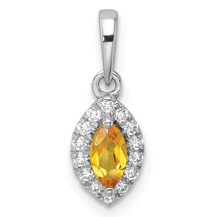 Necklaces Goldia 14k White Gold 110 Ct Lab Grown Diamond VSSI G and Citrine November Birthstone Pendant Necklaces Goldia 14k White Gold 110 Ct Lab Grown Diamond VSSI G and Citrine November Birthstone Pendant