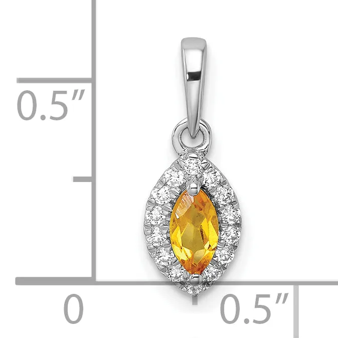 Necklaces Goldia 14k White Gold 110 Ct Lab Grown Diamond VSSI G and Citrine November Birthstone Pendant