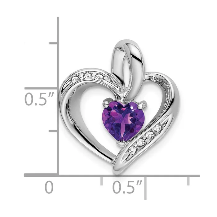 Necklaces Goldia 14k White Gold Amethyst and Real Diamond Heart Pendant