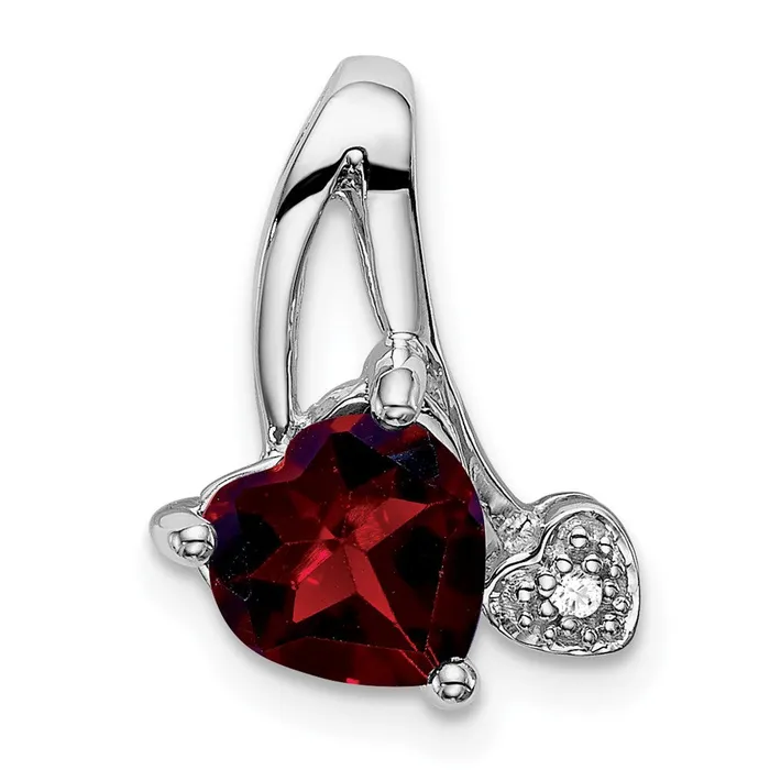 Necklaces Goldia 14k White Gold Garnet and Real Diamond Heart Pendant