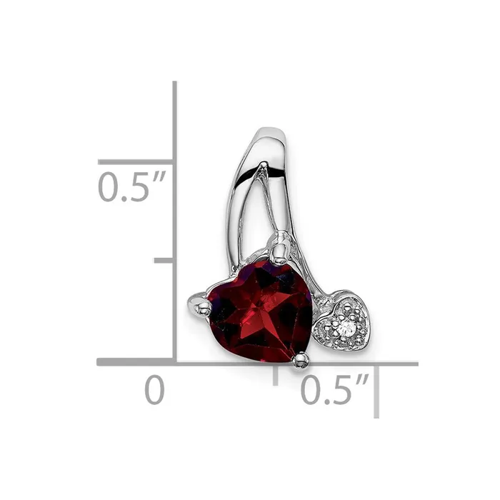 Necklaces Goldia 14k White Gold Garnet and Real Diamond Heart Pendant