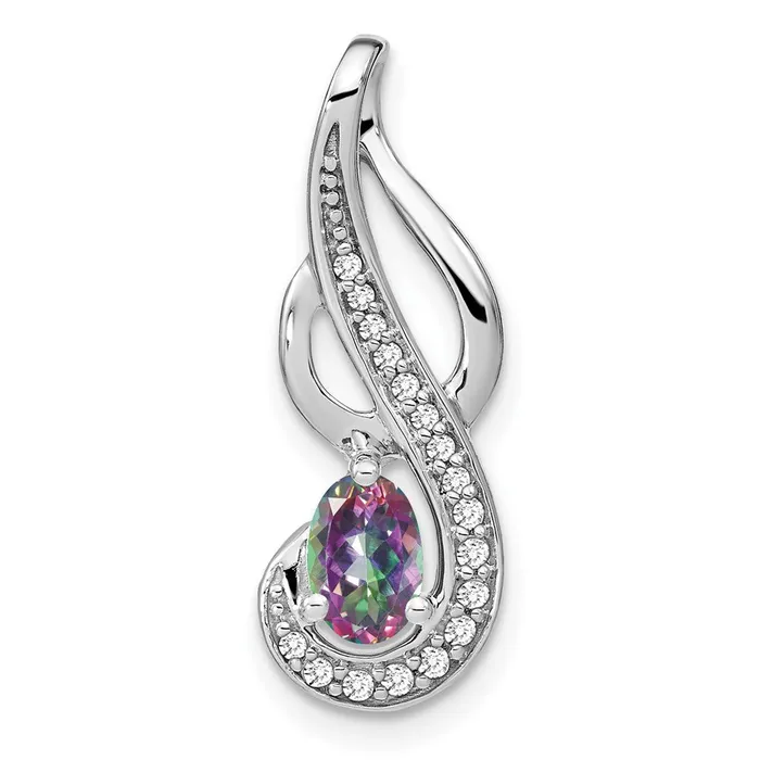 Necklaces Goldia 14k White Gold Mystic Fire Topaz and Real Diamond Swirl Pendant Necklaces Goldia 14k White Gold Mystic Fire Topaz and Real Diamond Swirl Pendant