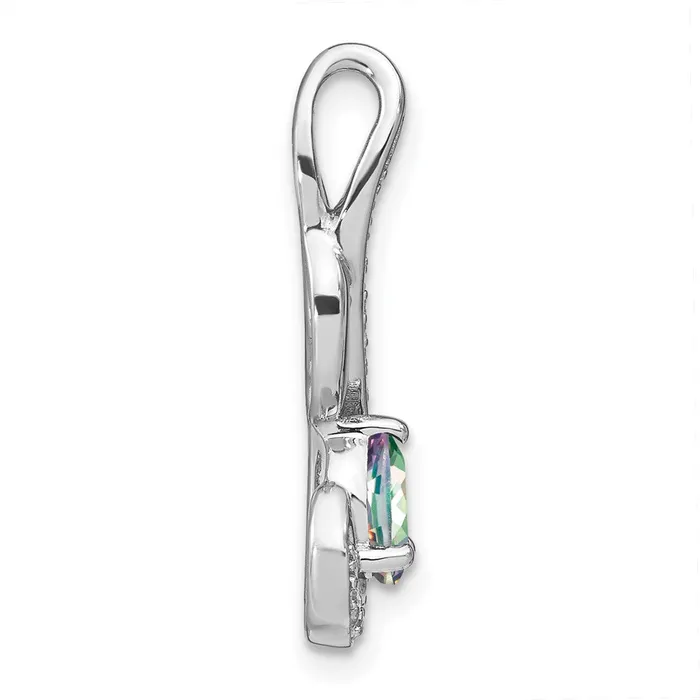 Necklaces Goldia 14k White Gold Mystic Fire Topaz and Real Diamond Swirl Pendant