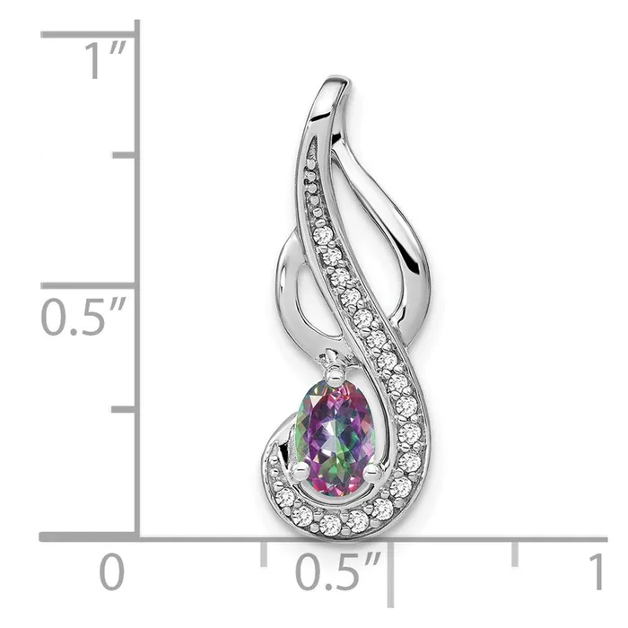 Necklaces Goldia 14k White Gold Mystic Fire Topaz and Real Diamond Swirl Pendant