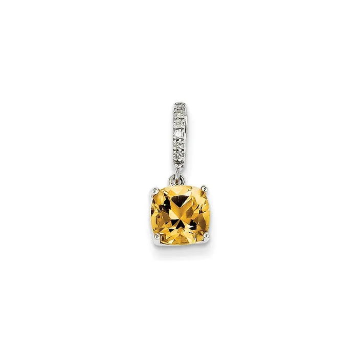 Necklaces Goldia 14k White Gold Real Diamond and Citrine Pendant
