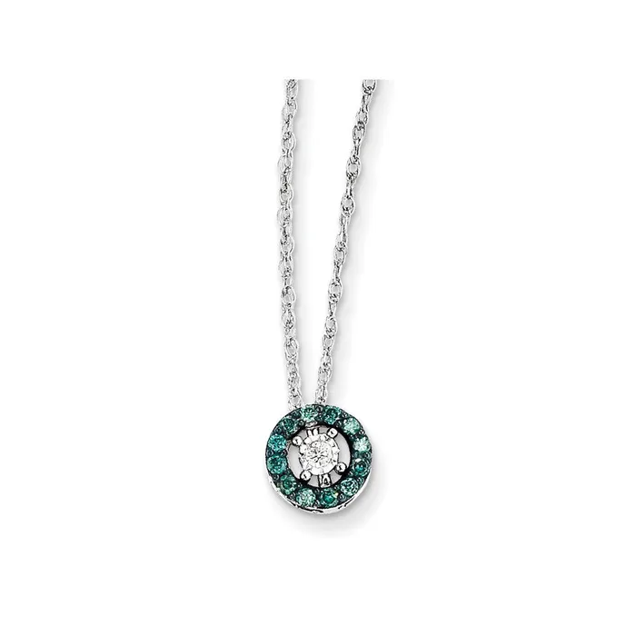 Necklaces Goldia 14k White Gold w Blue and White Diamond Circle Necklace