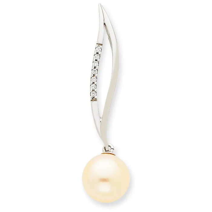 Necklaces Goldia 14k White Gold WG Diamond and Pink FW Cultured Pearl Pendant Necklaces Goldia 14k White Gold WG Diamond and Pink FW Cultured Pearl Pendant