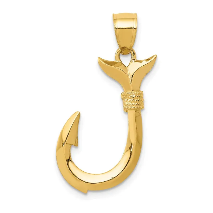 Necklaces Goldia 14k Yellow Gold 3D Whale Tail Hook Pendant