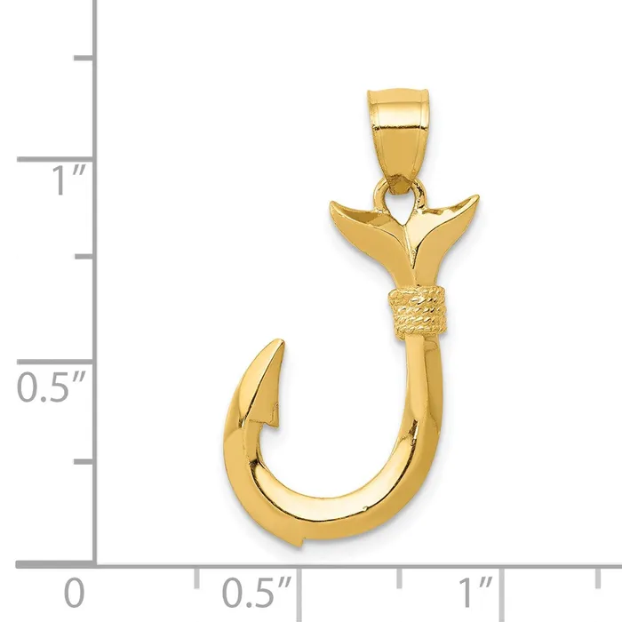 Necklaces Goldia 14k Yellow Gold 3D Whale Tail Hook Pendant