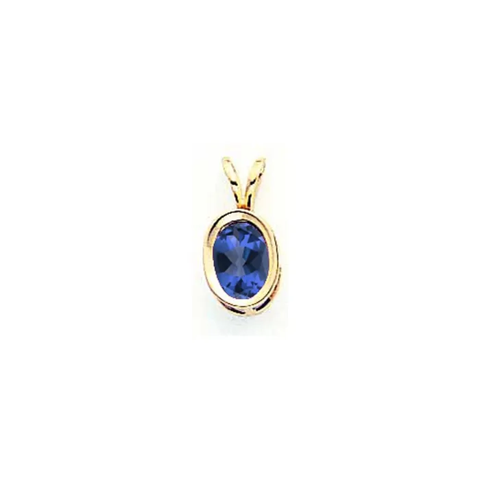 Necklaces Goldia 14K Yellow Gold 7x5mm Oval Sapphire bezel pendant