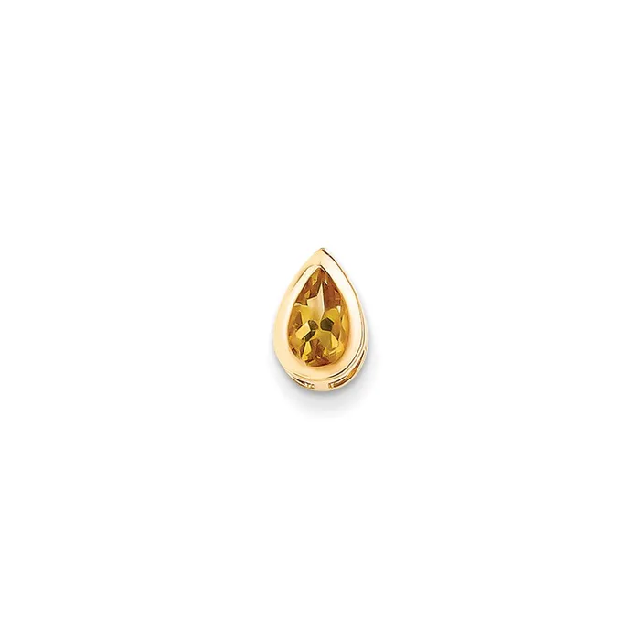 Necklaces Goldia 14K Yellow Gold 8x5mm Pear Citrine Checker bezel pendant