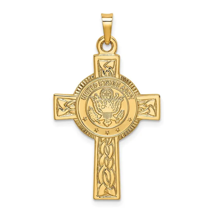 Necklaces Goldia 14k Yellow Gold Army Insignia Cross Pendant