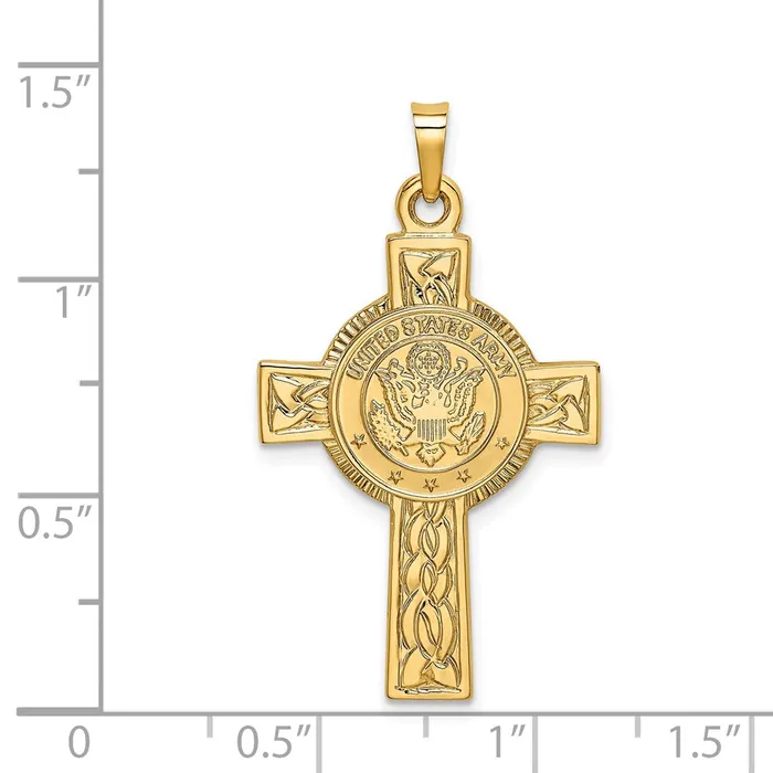 Necklaces Goldia 14k Yellow Gold Army Insignia Cross Pendant
