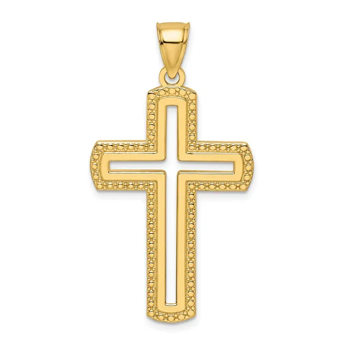 Necklaces Goldia 14k Yellow Gold Beaded u0026 Polished Cross Pendant