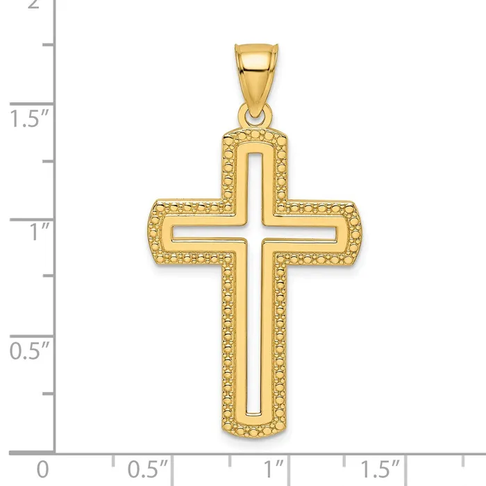 Necklaces Goldia 14k Yellow Gold Beaded u0026 Polished Cross Pendant