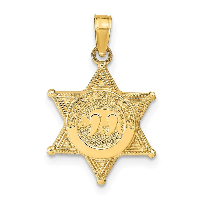 Necklaces Goldia 14k Yellow Gold DEPUTY SHERIFF Badge with Bear Pendant